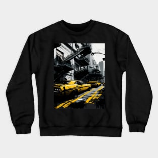 Car tiers print on street black and yellow. Crewneck Sweatshirt